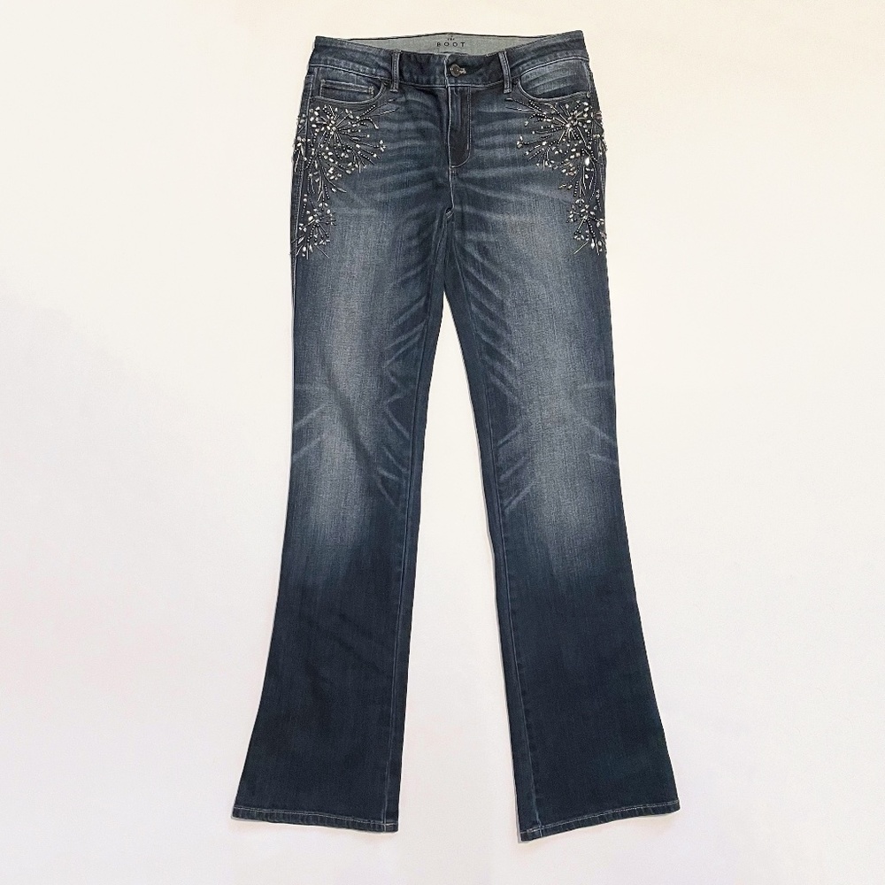 White House Black Market The Boot Denim Jean Beaded Detailing Size 6